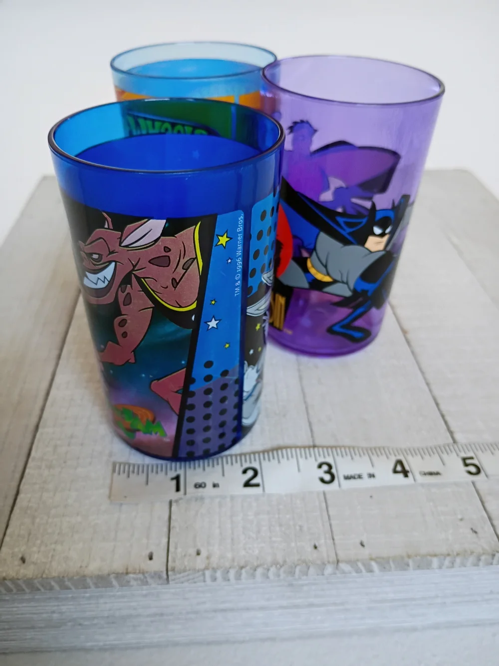 90s & 2000s Plastic Collector Cups Lot - Hot Wheels, Batman & Robin, Space Jam